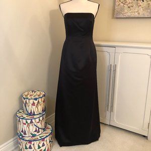 Ann Taylor, Black Satin Strapless Evening Gown, Size 6 Petite
